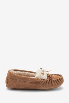 Tan Brown Leather Moccasin Slippers (M90112) | $31 - $36