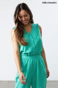 Зеленая рубашка с короткими рукавами и цветочным принтом Lollys Laundry (M90131) | €55