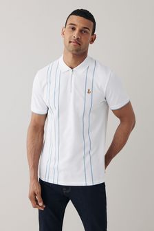 White/Blue Stripe Vertical Block Polo Shirt (M90169) | ₪ 70
