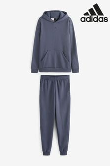 Albastru - Adidas Junior Hooded Fleece Tracksuit (M90198) | 298 LEI