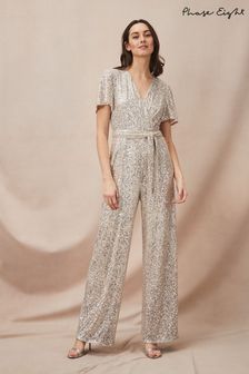 Phase Eight Silver Alessandra Sequin Embellished Jumpsuit (M90317) | €253