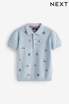 Nautical Textured Polo Shirt (3 ヶ月～7 歳)