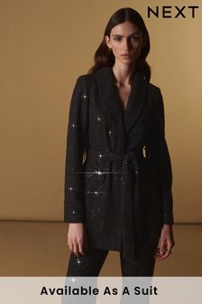 Black Premium Tailored Sequin Lace Blazer (M90563) | €59