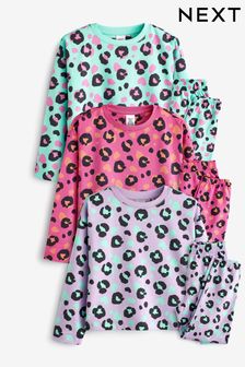 Turquoise Blue/Pink/Lilac Purple Animal Print Jogger Pyjamas 3 Pack (3-16yrs) (M90637) | $97 - $126