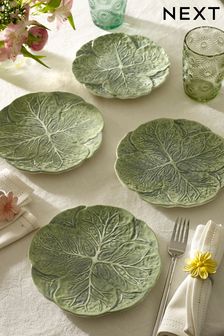 Set of 4 Green Cabbage Side Plates