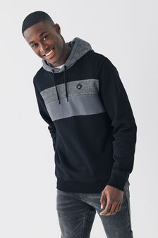 schwarz-kariert - Kapuzensweatshirt mit Blockfarben (M90872) | 45 €