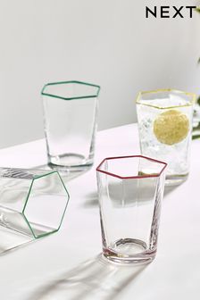 Set of 4 Multi Hexagon Tumbler Glasses (M91048) | AED79