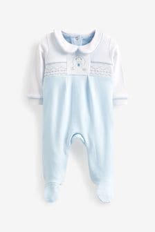 Rock-A-Bye Baby Boutique Blue Bear Applique Velour Sleepsuit (M91294) | ₪ 84
