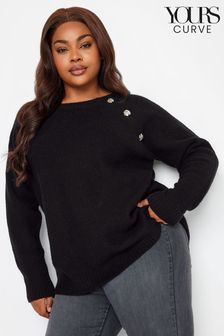 Yours Curve Unifarbener Pullover mit Knopfdetail (M91615) | 21 €
