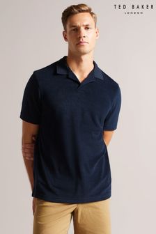 Синяя махровая рубашка поло классического кроя с короткими рукавами Ted Baker Sndbank (M91815) | €82