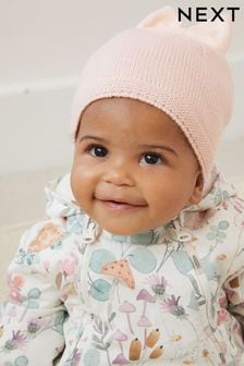 Pale Pink Knitted Beanie Hat (0mths-2yrs) (M91881) | AED18