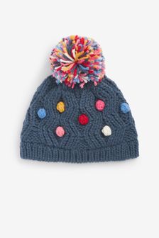 Navy Blue Bright Spot Knitted Baby Pom Hat (0mths-2yrs) (M91885) | 255 UAH