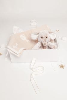 Babbico Light Beige Elephant Plush Toy With Blanket 2 Piece Baby Gift Set (M91909) | €47