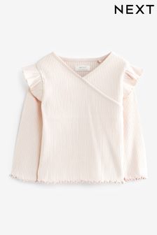 Pale Pink Long Sleeve Rib Wrap Top (3mths-7yrs) (M91930) | AED20 - AED27