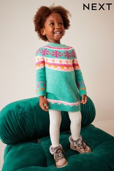 Зеленый - Платье-свитер со скандинавским орнаментом (3 мес.-7 лет) (M91934) | €13 - €17