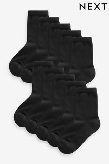 Black Cotton Rich Cushioned Sole Socks 10 Pack (M91943) | €18 - €21