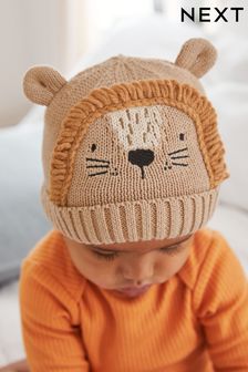 Tan Brown Lion Knitted Baby Hat (0mths-2yrs) (M92002) | €5.50
