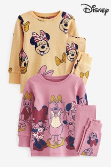 Disney Minnie Mouse rose/jaune - Lot de 2 pyjamas sous licence (9 mois - 10 ans) (M92008) | €27 - €33