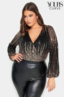 Yours Curve Gold London Sequin Ombre Body Top (M92018) | €27