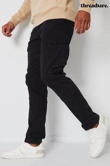Threadbare Black Cotton Cargo Pocket Trousers With Stretch (M92098) | 54 €