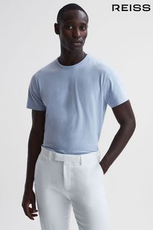 Reiss Soft Blue Melrose Garment Dye Crew Neck T-Shirt (M92278) | 257 QAR