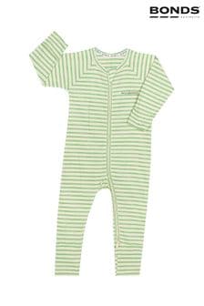 Bonds Green Stripe Print Ribbed Zip Sleepsuit (M92393) | €35