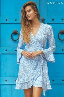 Vestido azul con diseño cruzado Mimi de Aspiga (M92432) | 129 €
