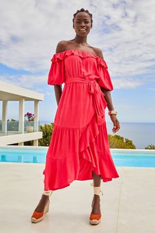 Pink Off Shoulder Midi Dress (M92442) | 19 €