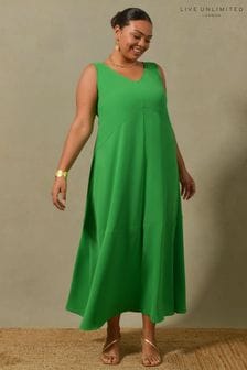 Зеленое платье макси с V-образным вырезом Live Unlimited Curve (M92497) | €42