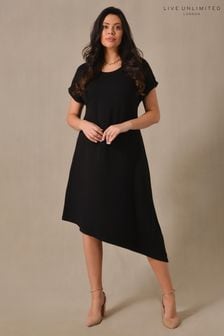 Live Unlimited Black Curve Asymmetric Jersey Dress (M92507) | €37