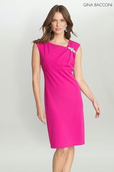 Gina Bacconi Purple Chaselynn Short Sleeveless Empire Waist Sheath Dress With Embellished Neckline (M92549) | €97