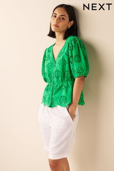 Блузка с короткими рукавами и вышивкой ришелье (M92587) | €15