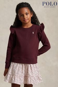 Polo Ralph Lauren Mädchen Pulloverkleid mit Rüschen, Logo und kontrastierendem Rock, Rot (M92602) | 88 € - 95 €
