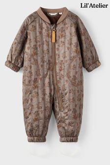 Lil Atelier Baby Unisex коричневий принт стьобаний сніговий костюм (M92650) | 2 426 ₴