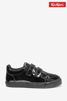 נעלי לק לנוער, עשויות עור שחור עם שתי רצועות וולקרו, דגם Tovni של Kickers Junior (M92674) | ‏241 ‏₪