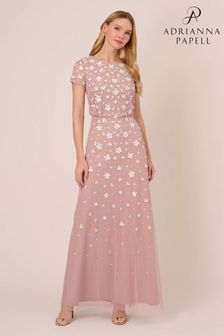 Adrianna Papell Pink 3D Beaded Long Dress (M93082) | €330