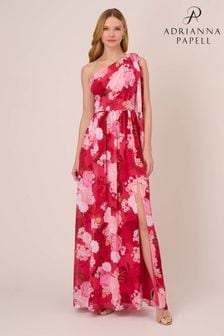 Adrianna Papell Pink One Shoulder Chiffon Gown (M93083) | €318