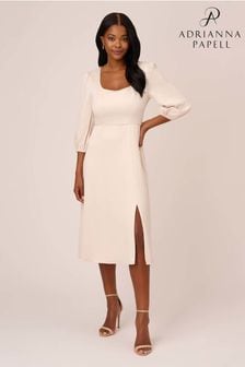 Adrianna Papell White Satin Crepe Cutout Back Dress (M93109) | €96