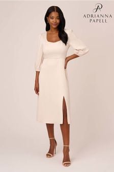 Robe Adrianna Papell Blanc Satin à dos découpé en crêpe (M93109) | €99