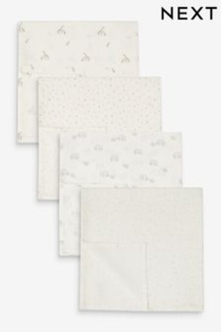 White Animal Baby Muslin Squares 4 Pack (M93252) | AED61