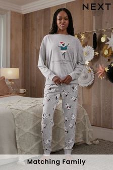 Gri model oiță - Pijamale cu guler Femei Jerseu Matching Family (M93322) | 177 LEI