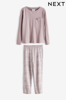 Lilac Purple Cotton Long Sleeve Pyjamas (M93390) | OMR8