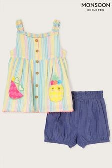 Monsoon Blue Baby Fruit Stripe Top And Shorts Set (M93410) | 84 zł - 90 zł