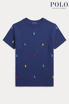 Polo Ralph Lauren Jungen T-Shirt mit Polospieler-Logomuster, Blau (M93420) | 45 € - 50 €