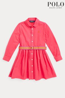 Розовое оксфордное платье-рубашка для девочек Polo Ralph Lauren Exotic (M93442) | €82 - €88