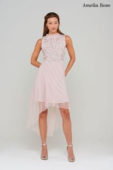 Amelia Rose Pink Embellished High Low Dress (M93538) | 64 €