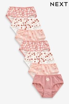  (M93549) | €13 - €18 Roze met vrolijke bloemenprint - Set van 7 slips (1.5-16 jr)