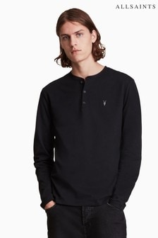 AllSaints Black Brace Long Sleeve Henley T-Shirt (M93627) | 243 QAR