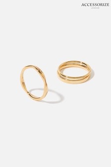 Accessorize Gold Plated Mixed Band Stacking Rings Multipack