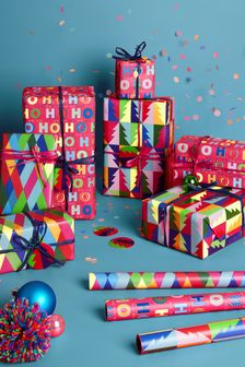 Set of 3 Brights Christmas Wrapping Papers With Accessories (M93946) | €11